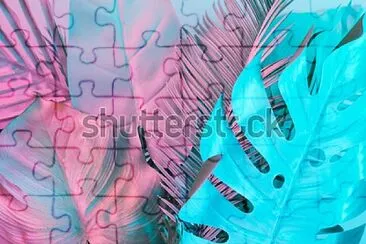 tropical palm leaves vibrant bold jigsaw puzzle