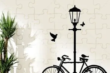 Bicicleta, Gato y Pajaritos jigsaw puzzle