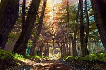 carretera en el bosque jigsaw puzzle