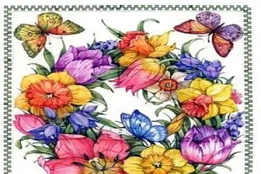 פאזל של Flores Multicolores y Mariposas