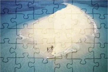 Arena, sol y mar azul jigsaw puzzle