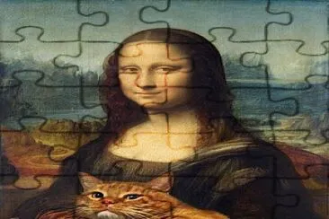 Mona Lisa com um Gato jigsaw puzzle