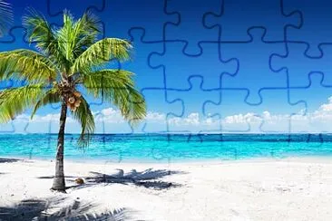 Tropical beach palm tree jigsaw puzzle