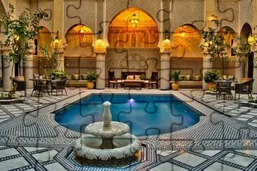 Riad pool and fountain jigsaw puzzle