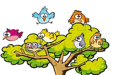 פאזל של pajaros en el arbol