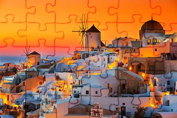 sunset santorini jigsaw puzzle