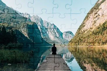 hombre en un lago jigsaw puzzle