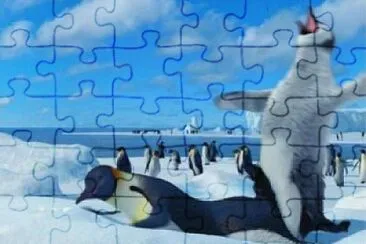 Pinguins de um filme infantil