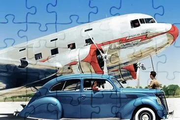 1936 Lincoln Zephyr and a US Mail Douglas DC-3 jigsaw puzzle