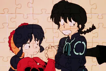 ranma es empujado y besa a akane