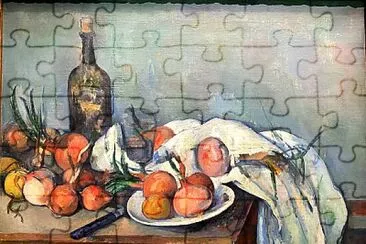 פאזל של CÃ©zanne oignons et bouteille