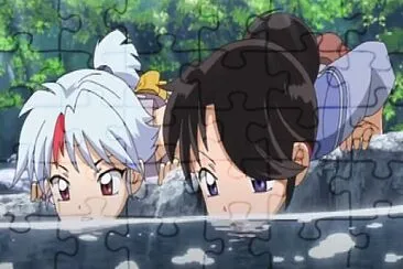 towa y setsuna tomando agua hanyo no yashahime