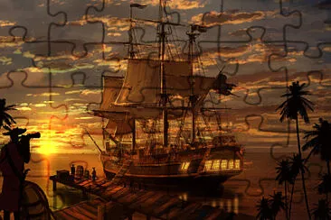 Pirate-Ships-Sunset-reflection