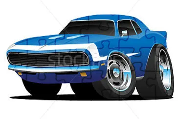 פאזל של 1960â€™s style muscle car cartoon.