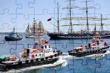 פאזל של Tugboats move out to the Kruzenshtern, the world 's