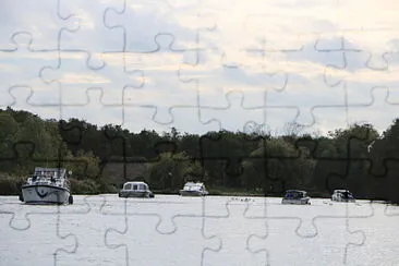 Busy Waterway, Norfolk Broads, U.K.