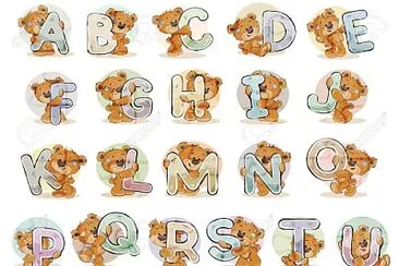 פאזל של alphabet with funny teddy bear