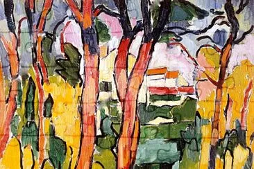 Vlaminck paysage aux arbres rouges