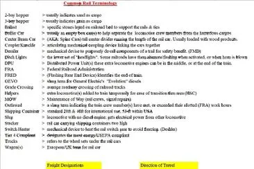 VRF Rail Terminology