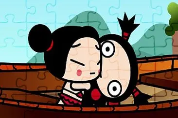 pucca abraza a garu por miedo pucca jigsaw puzzle