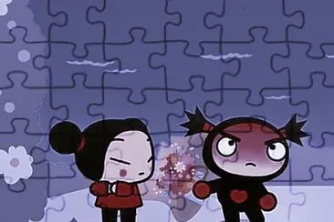 garu le entrega un ramo de rosas a pucca pucca