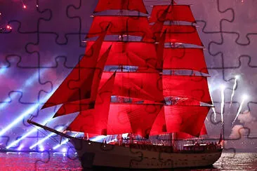 Red yacht jigsaw puzzle