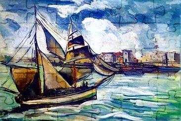 Vlaminck les voiles sur fleuve vert jigsaw puzzle