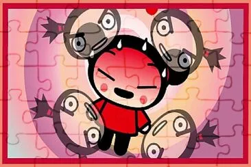 pucca piensa que esta viendo a muchos garus pucca