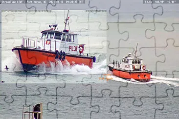 Huron Belle PILOT boat at heading into Lake Huron jigsaw puzzle