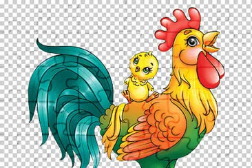 Chicken and rooster jigsaw puzzle