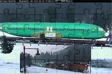 Boeing fuselages transported thru Skykomish,WA/USA