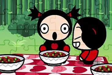 pucca mira a garu asustado pucca jigsaw puzzle