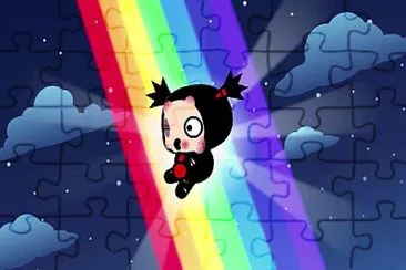 garu es golpeado por un arco iris pucca