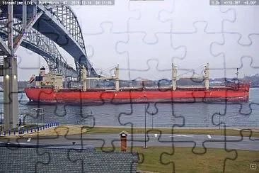 mv Federal Cedar under the Blue Water Bridge jigsaw puzzle