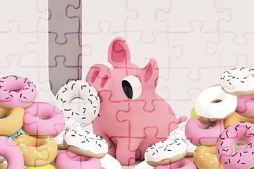 cerdo comiendo donas jigsaw puzzle