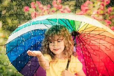 Little girl with umbrella jigsaw puzzle