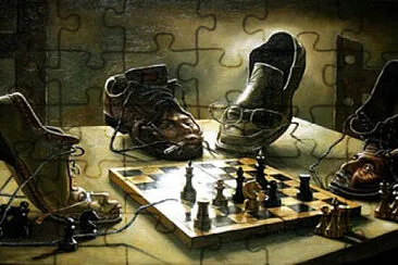 Ajedrez entre zapatos jigsaw puzzle