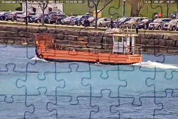  "master Pride  " equipment ferry heading into Lake Huron