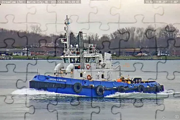 tug Ocean A Simard northbound toward Lake Huron jigsaw puzzle