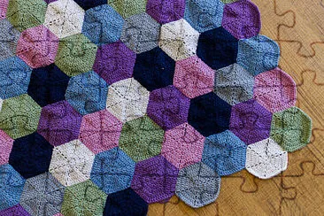 פאזל של Hexagon Crochet rug