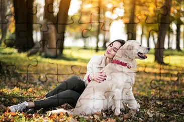 Chica con su perro jigsaw puzzle