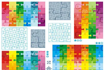 Jigsaw puzzle blank templates and colorful pattern