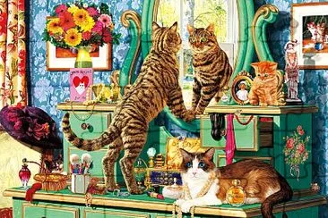 Chat devant miroir jigsaw puzzle