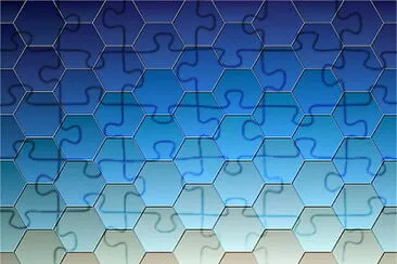 blue and yellow honeycomb jigsaw puzzle