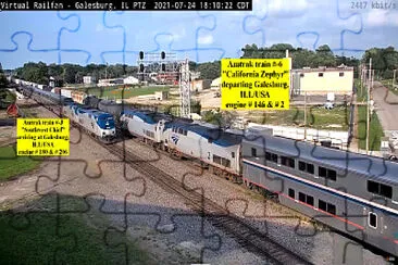 פאזל של Amtrak #3(Southwest Chief) and   #6(California Zephyr) Galesburg,ILL