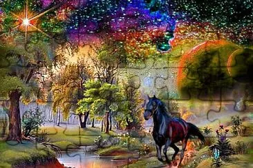 Beau cheval noir jigsaw puzzle