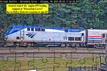 Amtrak train # 43 stopped on Horseshoe Curve (PA)