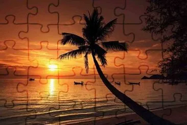 hermoso paisaje de un atardecer en la playa jigsaw puzzle