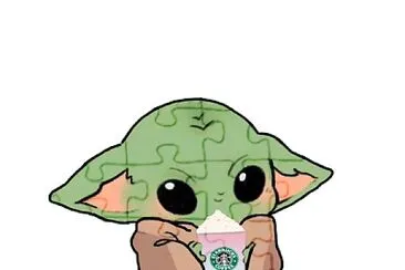 פאזל של baby yoda drink their starbucks coffee