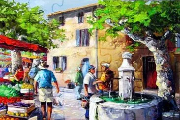 Aquarelle marché de Provence